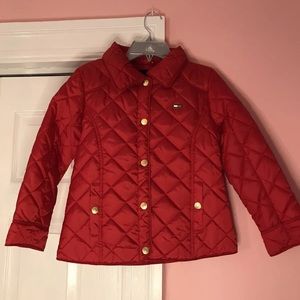 Tommy Hilfiger Girls Quilted Jacket Sz S ( 7 ) Red New